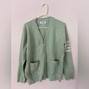 Thom Browne Women’s V-neck Casual Long-sleeved Cardigan Jacket Mint Size 2